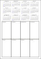 12 Month Calendar with 8 Panels for Notes