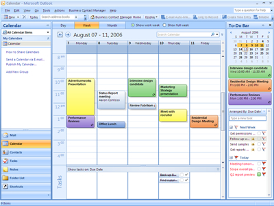 In Office Outlook 2007, you can drag tasks onto your calendar.