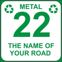 Wheelie Bin Sign for Recycling Metal